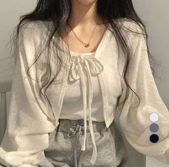 구디프 여성용 어뮤즈 벌룬 소매 볼레로 가디건